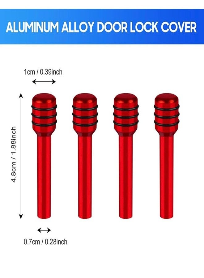 AUTO MT مقابض قفل أبواب السيارة المعدنية الحمراء، مصنوعة من سبائك الألومنيوم، دبابيس سحب داخلية لقفل الأبواب، مناسبة لجميع أنواع السيارات، لتزيين السيارة - Image 2